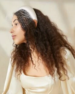 Loeffler Randall Adora Cream Veiled Headband 7 Loeffler Randall Adora Cream Veiled Headband -Loeffler Randall Store ADORA SATM CREAM 3