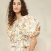 Loeffler Randall Anna Floral Puff-Sleeve Peplum Top -Loeffler Randall Store ANNA CBFFL 051copy2 1