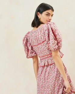 Loeffler Randall Anna Strawberry Puff-Sleeve Peplum Top 7 Loeffler Randall Anna Strawberry Puff-Sleeve Peplum Top -Loeffler Randall Store ANNA CTN STWBY 090copy3