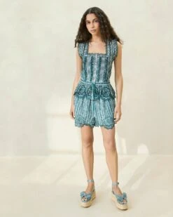 Loeffler Randall Arden Green Gingham Scalloped Blouse 7 Loeffler Randall Arden Green Gingham Scalloped Blouse -Loeffler Randall Store ARDEN CTN MGRGI 003copy2 1