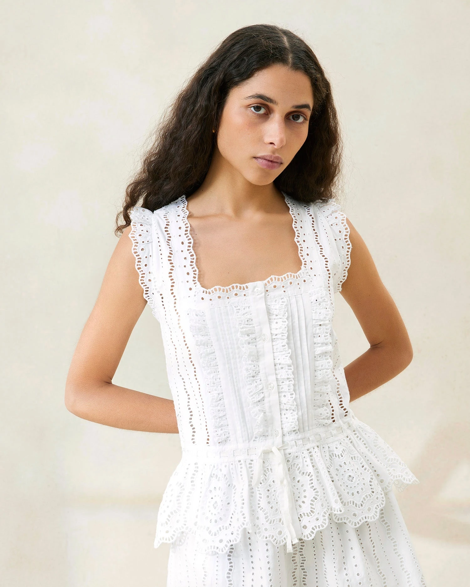 Loeffler Randall Arden White Scalloped Blouse 3 Loeffler Randall Arden White Scalloped Blouse