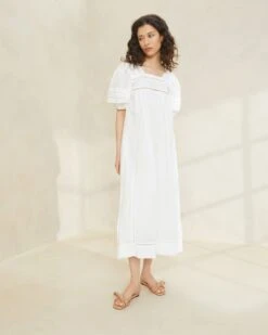Loeffler Randall August White Puffed Sleeve Dress