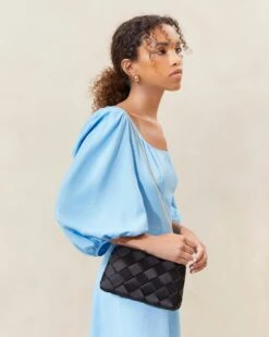 Loeffler Randall Auzeen Black Mini Woven Clutch -Loeffler Randall Store AUZEEN WSAT BLACK 034copy