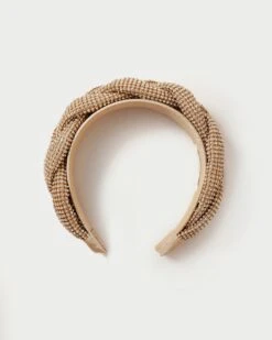 Loeffler Randall Bijou Gold Diamanté Braided Headband