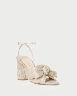 Loeffler Randall Camellia Platinum Pleated Bow Heel