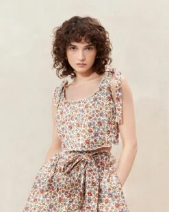 Loeffler Randall Cece Cream Floral Quilted Top