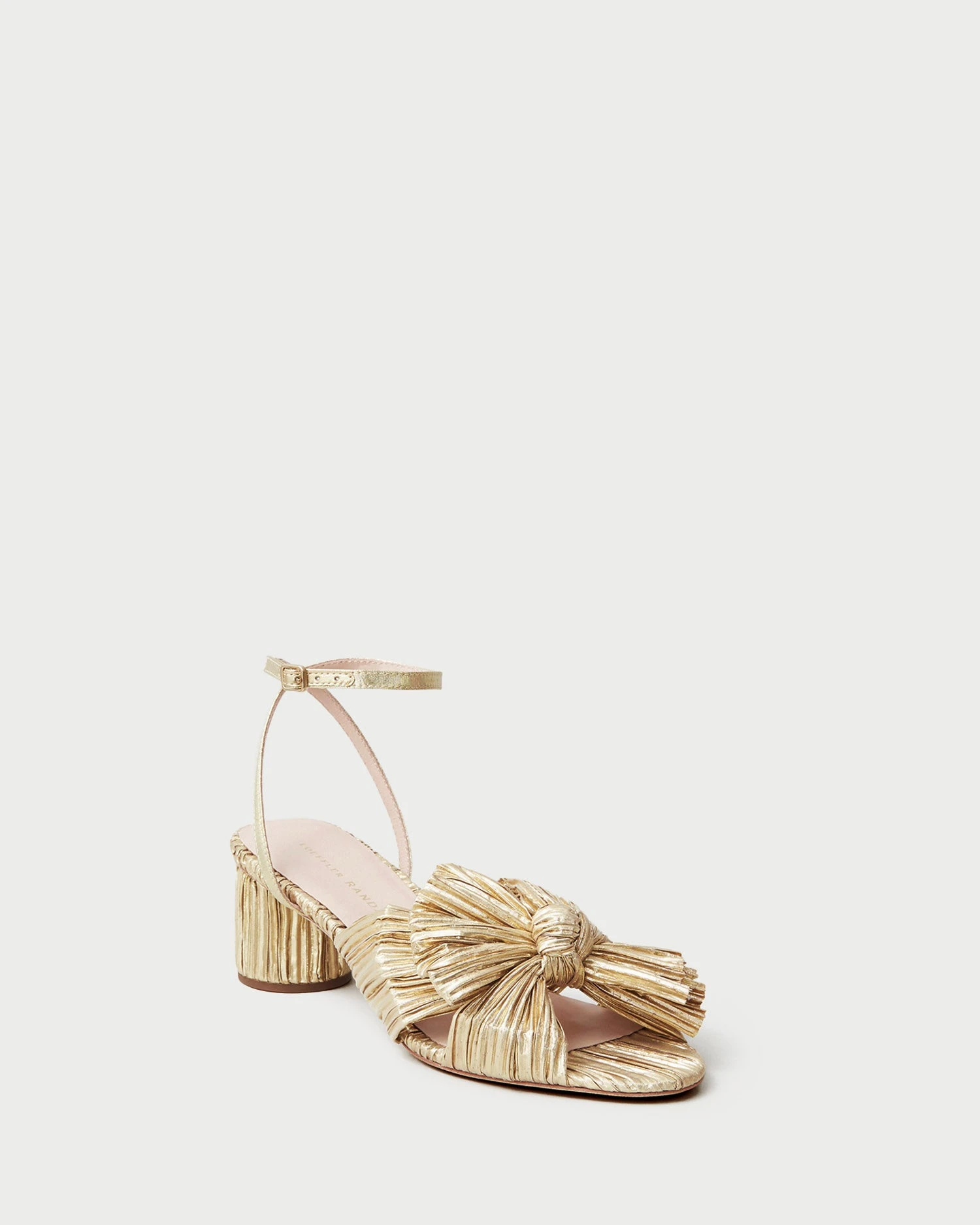 Loeffler Randall Dahlia Gold Pleated Bow Heel 3 Loeffler Randall Dahlia Gold Pleated Bow Heel
