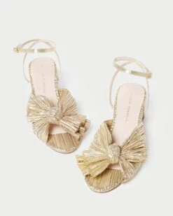 Loeffler Randall Dahlia Gold Pleated Bow Heel 9 Loeffler Randall Dahlia Gold Pleated Bow Heel -Loeffler Randall Store DAHLIA PLA GOLD 3 1