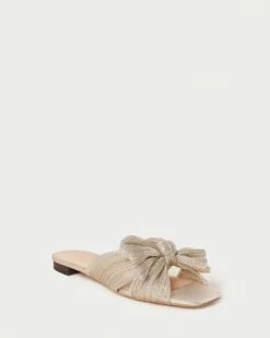 Loeffler Randall Daphne Platinum Pleated Bow Slide