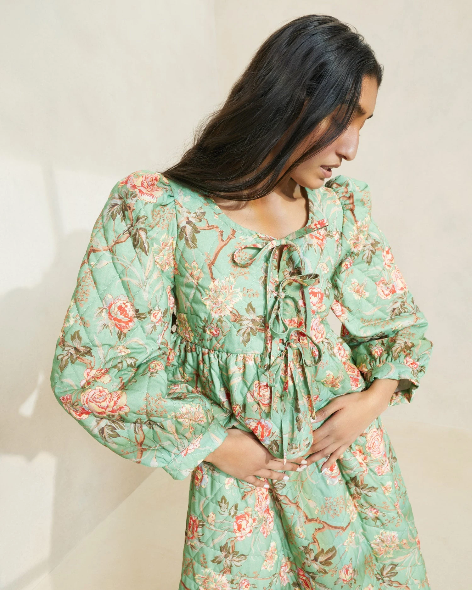 Loeffler Randall Donna Sage Floral Tie-Front Jacket 3 Loeffler Randall Donna Sage Floral Tie-Front Jacket