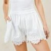 Loeffler Randall Dorian White Scalloped Shorts