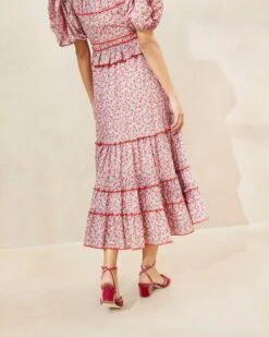 Loeffler Randall Ellie Strawberry Scalloped-Hem Midi Skirt -Loeffler Randall Store ELLIE CTN STWBY 120copy3