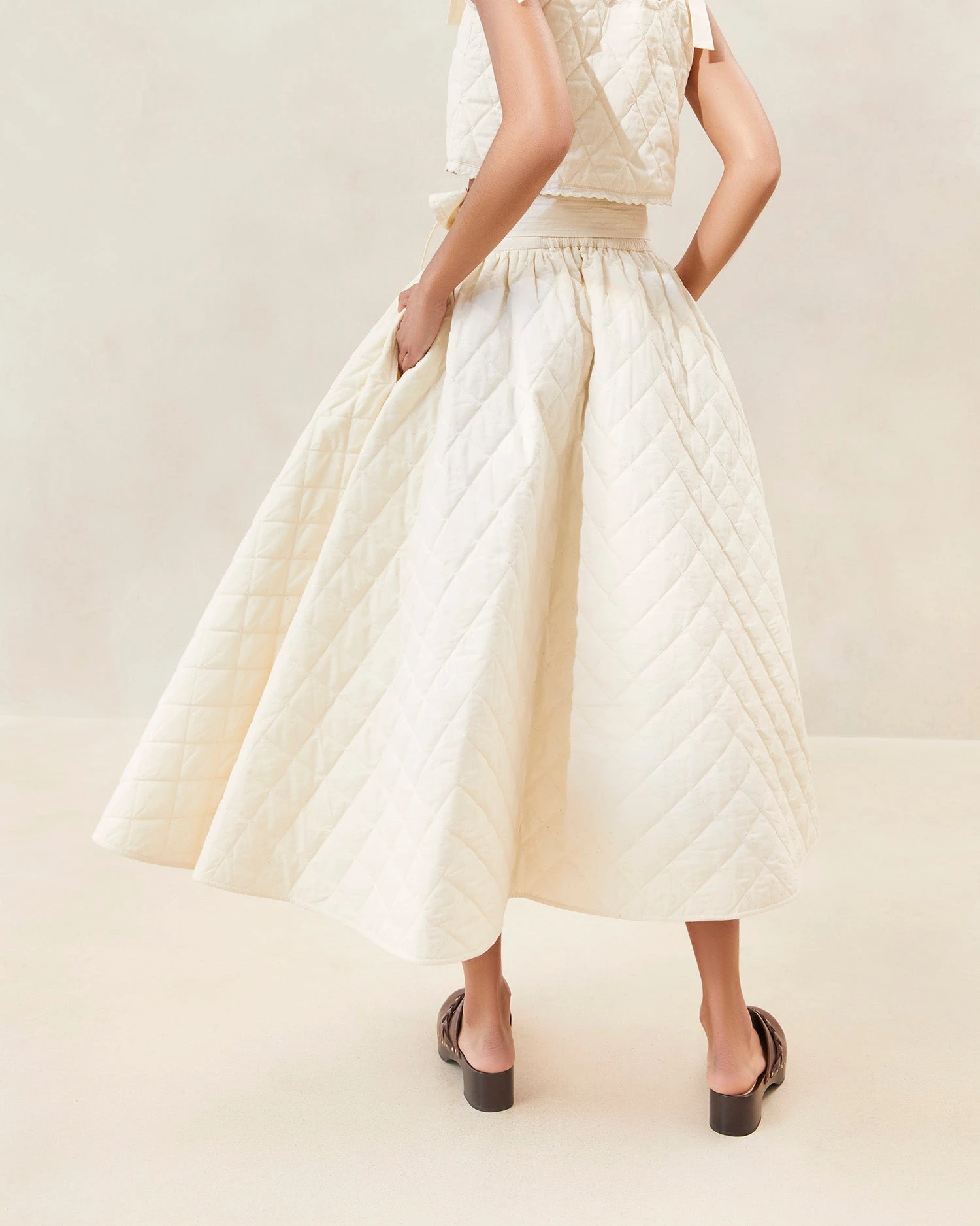 Loeffler Randall Leigh Natural Quilted Skirt 5 Loeffler Randall Leigh Natural Quilted Skirt - Image 3