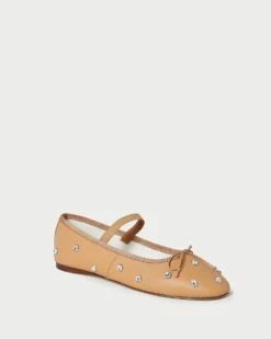 Loeffler Randall Leonie Caramel Crystal Ballet Flat