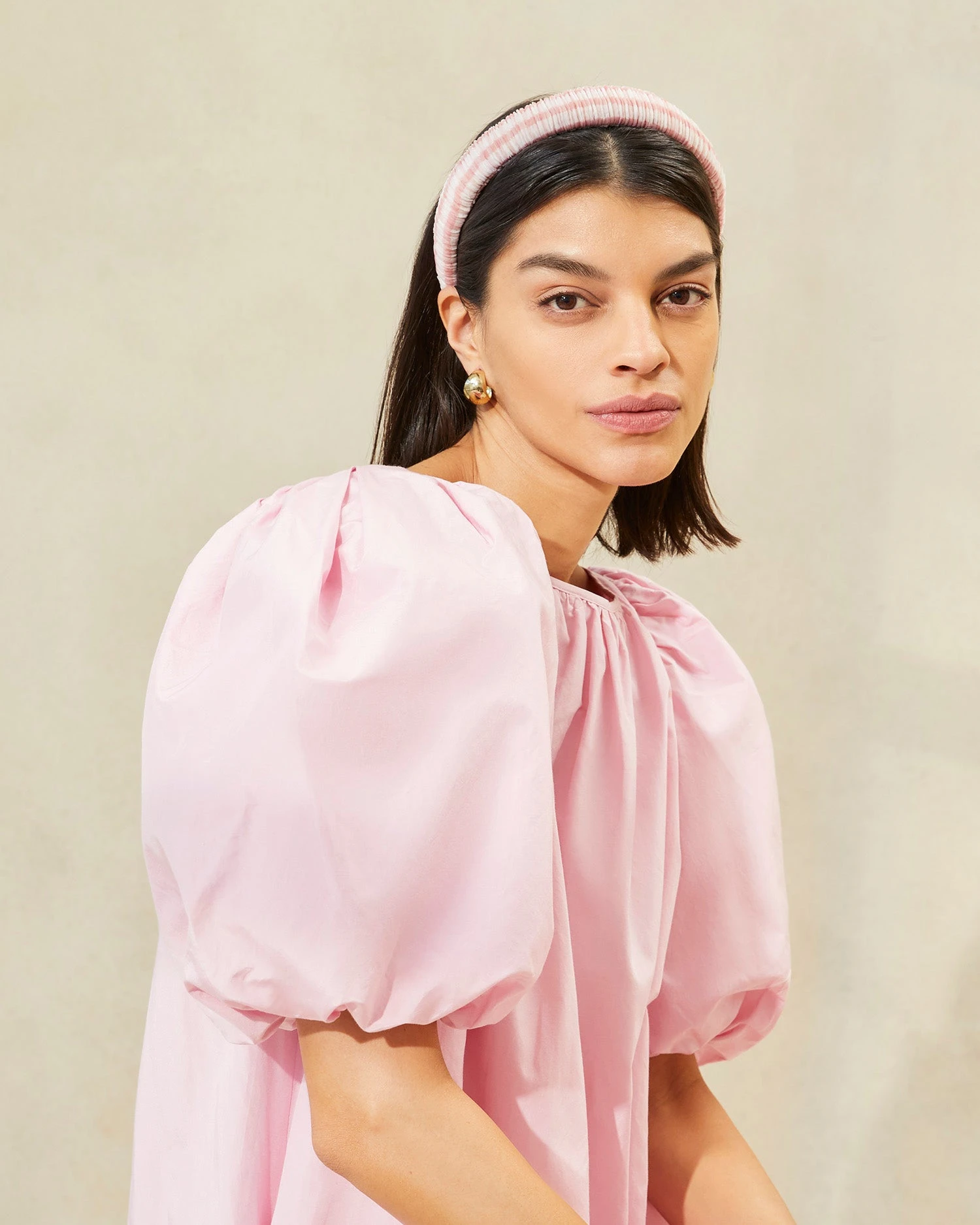 Loeffler Randall Marina Pink Gingham Puffy Headband 5 Loeffler Randall Marina Pink Gingham Puffy Headband - Image 3