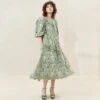 Loeffler Randall Mimi Green Oversized Puff-Sleeve Dress 2 Loeffler Randall Mimi Green Oversized Puff-Sleeve Dress -Loeffler Randall Store MIMI LACE GRCRE 026copy