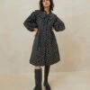 Loeffler Randall Nari Black Floral Coat Dress 2 Loeffler Randall Nari Black Floral Coat Dress -Loeffler Randall Store NARI CTN BLACKDITSYFLORAL 1
