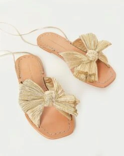 Loeffler Randall Peony Gold Pleated Bow Slide 10 Loeffler Randall Peony Gold Pleated Bow Slide -Loeffler Randall Store PEONY PLA GOLD 4