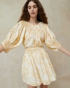 Loeffler Randall Sloane Vine Floral Smocked Top