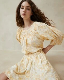 Loeffler Randall Sloane Vine Floral Smocked Top -Loeffler Randall Store SLOANE SCO TONVF 3